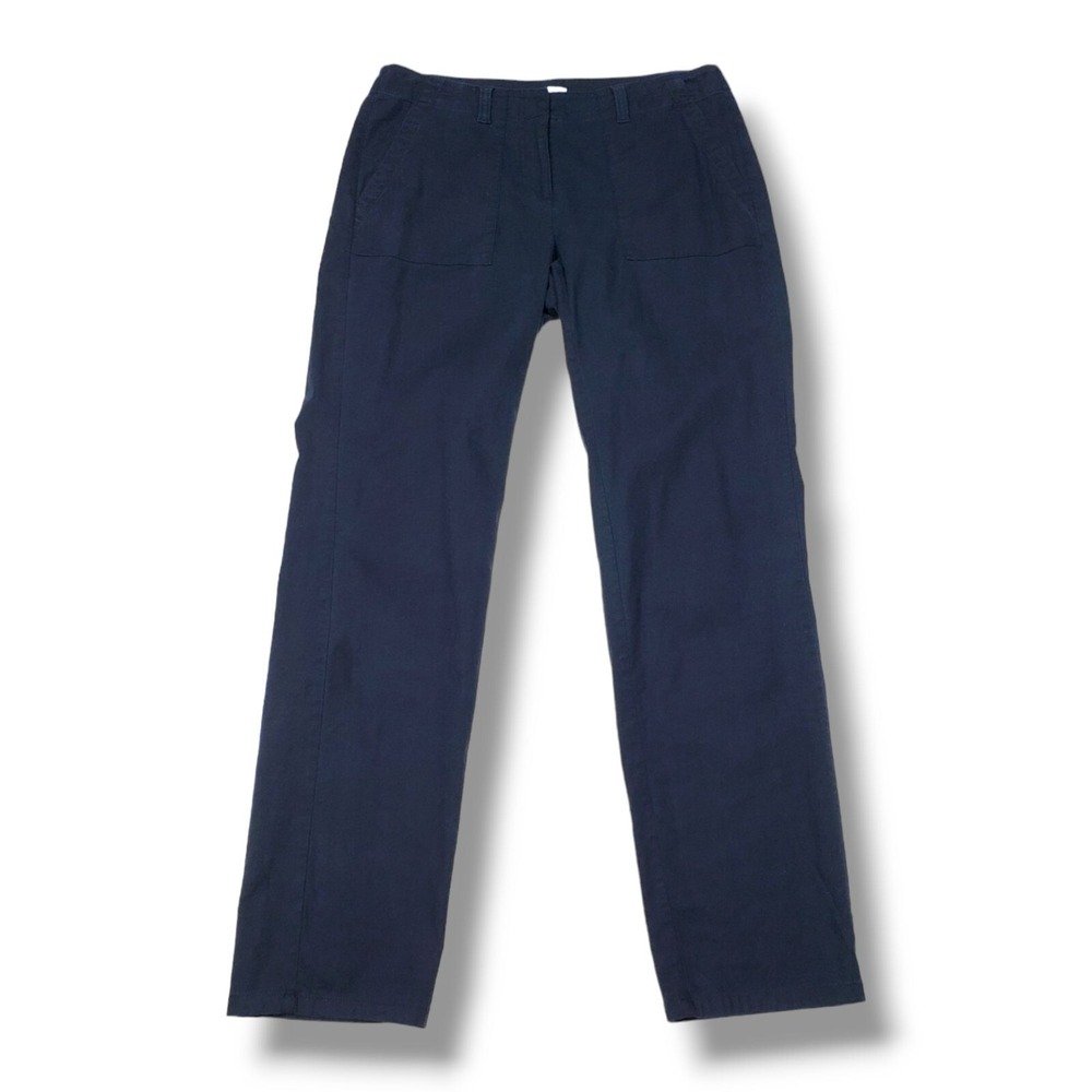 J Jill Linen Blend Pants Womens 4 Blue Mid Rise Straight Leg
